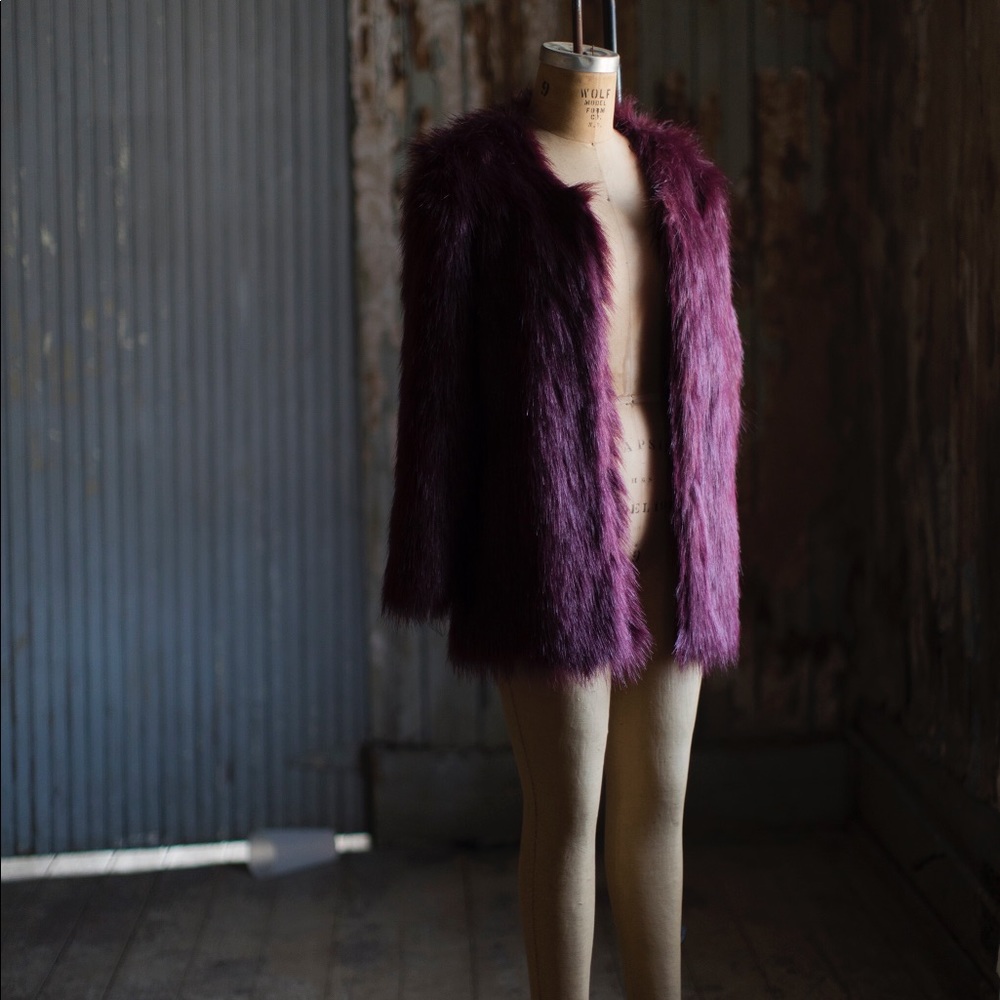 Purple fur jacket